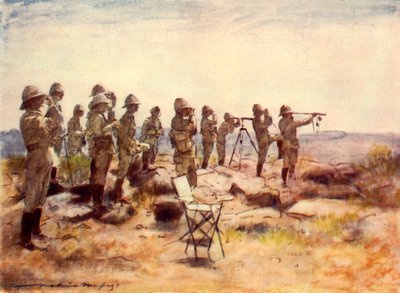 „Lord Roberts a zaměstnanci sledují bitvu u Osfonteinu“, 1900, 1901. od Mortimer L Menpes