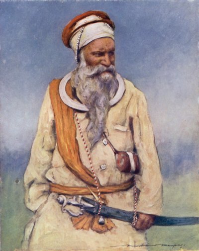 Sikhský válečník (barevné lito) od Mortimer Ludington Menpes
