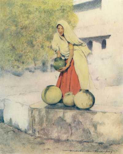 Žena u studny, Jeypore, 1905 od Mortimer Ludington Menpes