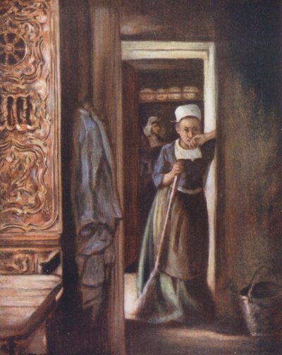 Povinnosti v domácnosti (barevná litografie) od Mortimer Ludington Menpes