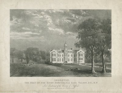 Ingestre Hall: litografie, nd [c 1840] od Moses Webster