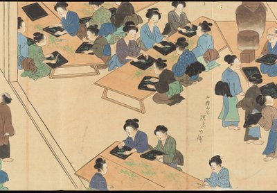 Ilustrace výroby čaje Uji od Motonari Sait?