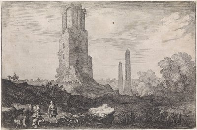 Krajina se dvěma obelisky a „Torre delle Militia“ Arkádské krajiny (název série) od Moyses van Wtenbrouck