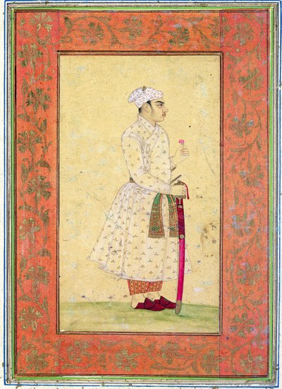 Mladý šlechtic z Mughalského dvora, z Velkého alba Clive (tónovaná kresba s wc na papíře) od Mughal School