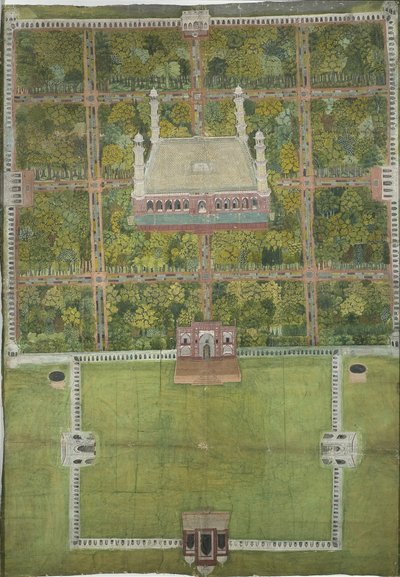 Jahangirovo mauzoleum v Láhauru, 1770 od Mughal School