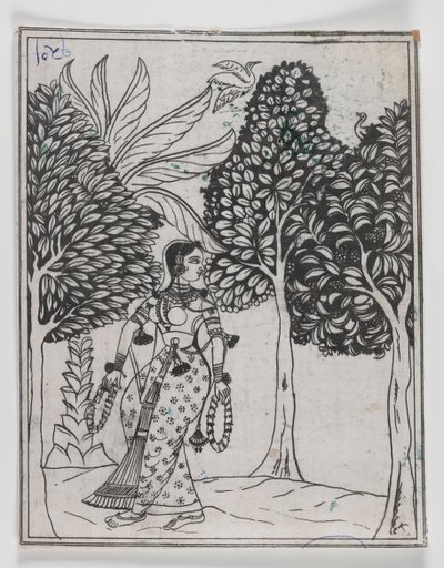 Kamod Ragini, 1605-1610 (inkoust na papíře) od Mughal School