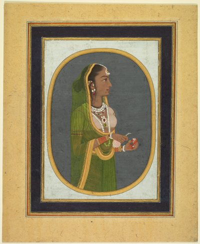 Dvorní dáma nalévající víno, c. 1760, hranice cca. 30. léta 19. století. od Muhammad Rizavi Hindi