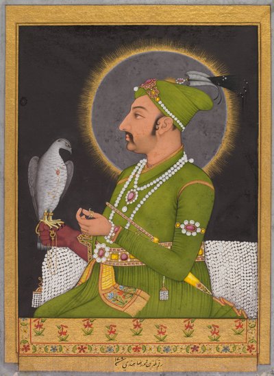 Posmrtný portrét mughalského císaře Muhammada Šáha vládl v letech 1719-1748...recto, 1764. od Muhammad Rizavi Hindi