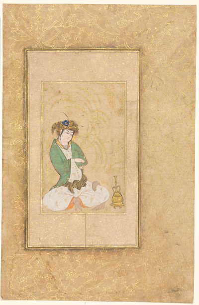 Mládež sedící u vrby, jednostránková ilustrace, c. 1600-1650. od Muhammad Yusuf