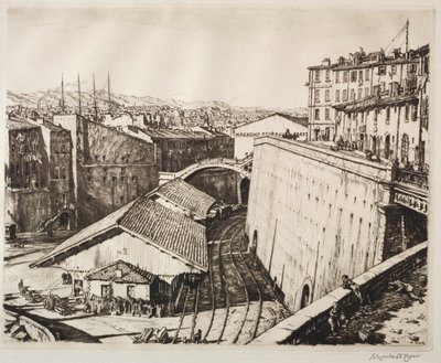 Vlaková bouda, Marseille od Muirhead Bone
