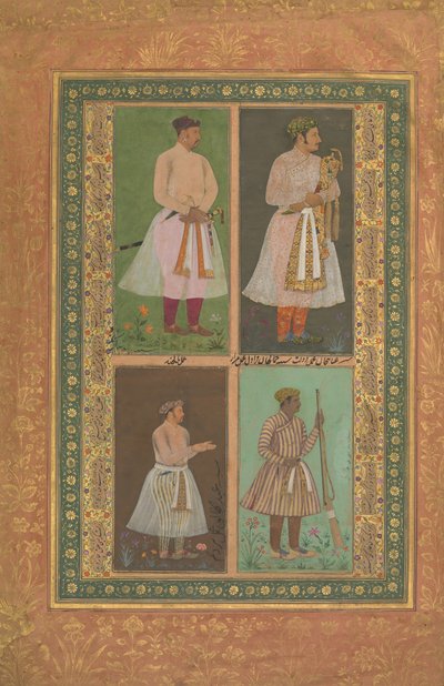 Čtyři portréty: vlevo nahoře A Raja Snad Raja Sarang Rao, Balchand..., ca. 1610-15 od Murad