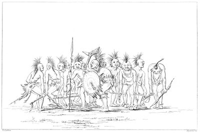 Žebrácký tanec, Sac and Fox, Rock Island, Upper Mississippi, 1841. od Myers and Co