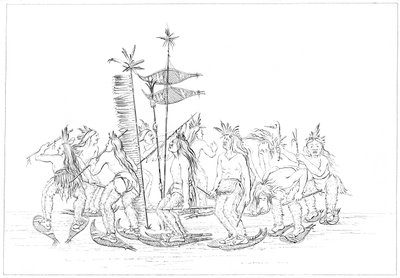Tanec na sněžnicích Chippewa, 1841. od Myers and Co