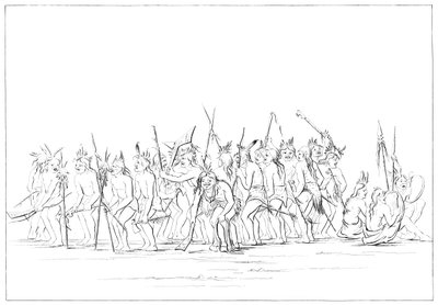 Psí tanec Siouxů, 1841. od Myers and Co