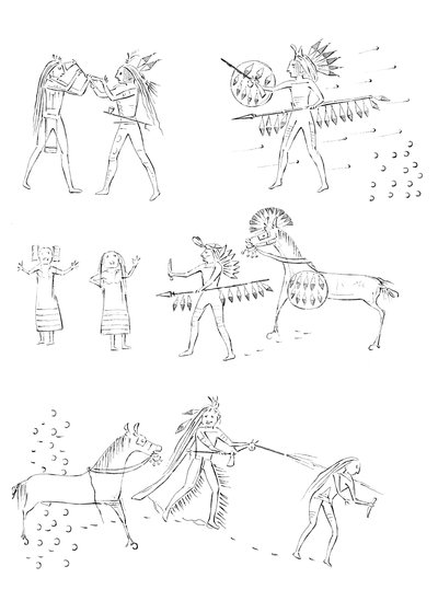 Exploits of Four Bears, indiánský válečník, 1841. od Myers and Co