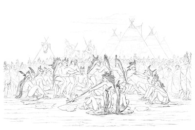 Indiánský dýmkový tanec, 1841. od Myers and Co
