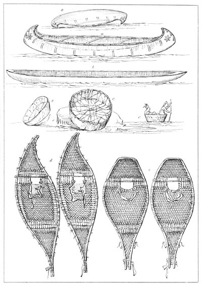 Siouxské kánoe a sněžnice Chippewa, 1841. od Myers and Co