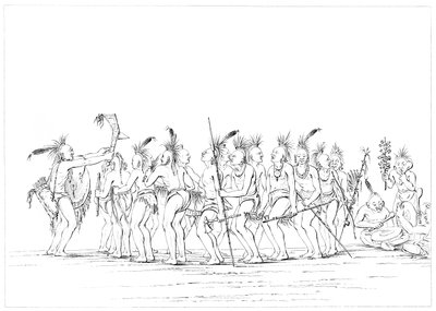 Tanec otroků, Sac and Fox, Rock Island, Upper Mississippi, 1841. od Myers and Co
