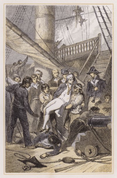 Smrt Nelsona u Trafalgaru (barevná rytina) od Myles Birket (after) Foster