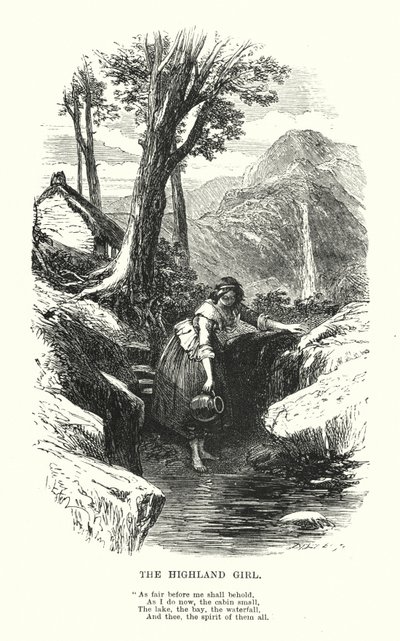 William Wordsworth: The Highland Girl (rytina) od Myles Birket (after) Foster