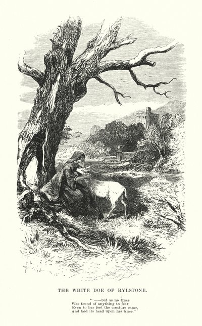 William Wordsworth: The White Doe of Rylstone (rytina) od Myles Birket (after) Foster