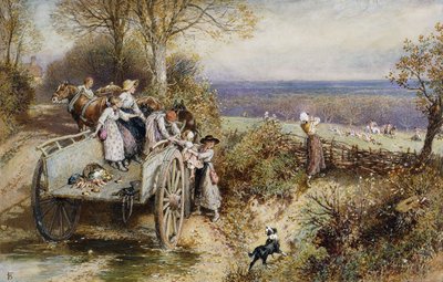 Pohled na honiče: "Hele They Come", od Myles Birket Foster