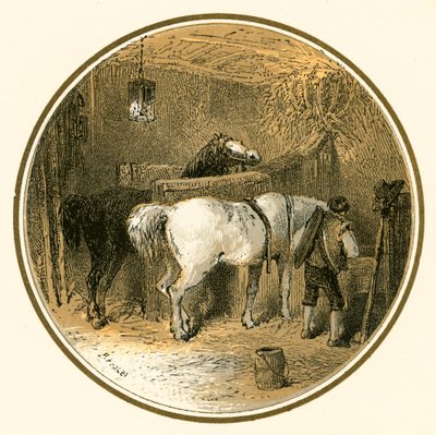 Koně ve stáji od Myles Birket Foster