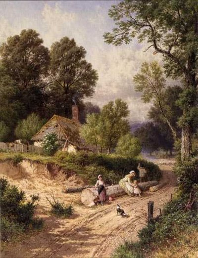 Zelená ulička (akvarel na papíře) od Myles Birket Foster