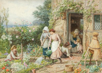 Malí zahradníci (akvarel) od Myles Birket Foster