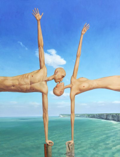 Surrealistický líbající se pár od Myriam Feuilloley