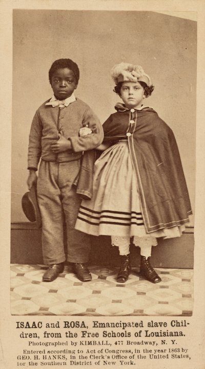 Isaac a Rosa, emancipované děti otroků ze svobodných škol v Louisianě, 1863-1864 (foto) od Myron H. Kimball