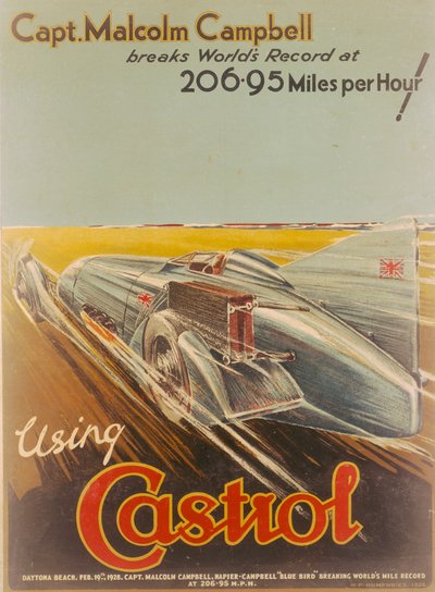 Reklamní plakát Castrol s Bluebirdem, 1928 od NF Humphries