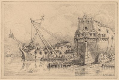 Dvě velké lodě ve výstavbě od N. Artsay