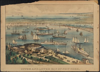 Upper and Lower Bay of New York, c.1881 od Nathaniel Currier