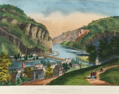 Pohled na Harpers Ferry, Virginie od Nathaniel Currier