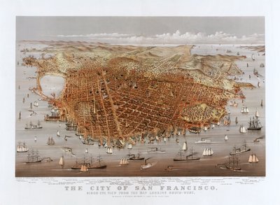 Město San Francisco od Currier & Ives, kolem roku 1878 (barevné lito) od Currier and Ives