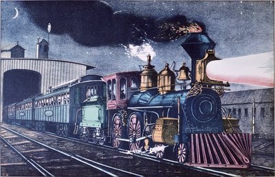 The Night Express, cca 1860 (barevné lito) od Currier and Ives
