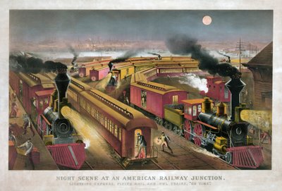 Noční scéna na americkém železničním uzlu od Currier & Ives od Currier and Ives
