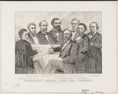 Prezident Hayes a jeho kabinet, cca 1877 (litho) od Currier and Ives