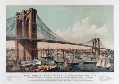 The Brooklyn Bridge od Currier & Ives, kolem roku 1892 (chromocolor litho) od Currier and Ives