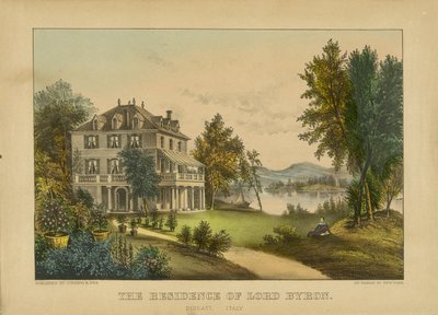 Sídlo lorda Byrona (ručně kolorovaná litografie) od Currier and Ives
