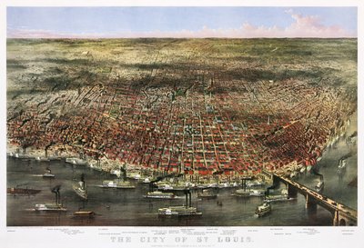 Město St. Louis, kolem roku 1874 (barevná litografie) od Currier and Ives