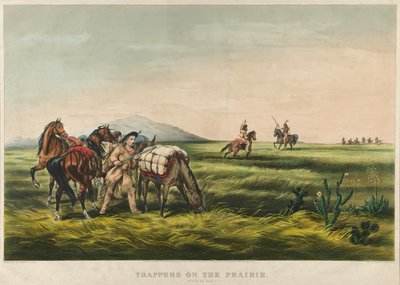Trappers on the Prairie / Mír nebo válka? 1866 (barevná litografie) od Currier and Ives