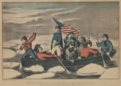 Washington překračující Delaware večer před bitvou o Trenton, 5. prosince 1776 od Currier and Ives