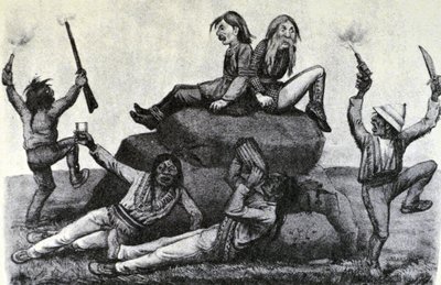 Currier & Ives ilustrace 19. století. A Howling Swell - on the War Path (originální kresba Thomase Wortha, ze které byl vytvořen originální tisk) od N. and Ives, J.M. Currier