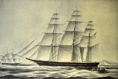 Currier & Ives ilustrace 19. století. Loď Clipper Hurricane od N. and Ives, J.M. Currier