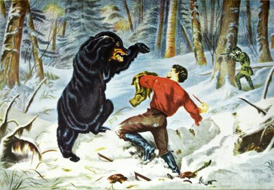 Currier & Ives ilustrace 19. století. Život lovce. Těsná oprava. od N. and Ives, J.M. Currier