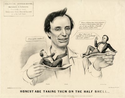 Honest Abe Takeing them on the Half Shell, 1860 od N. and Ives, J.M. Currier