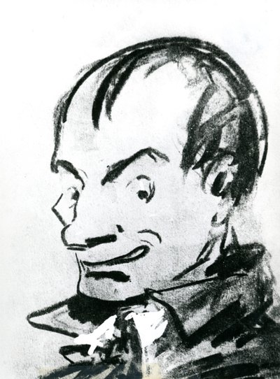 Karikatura Charlese Baudelaira (1821-67) (tužka na papíře) (čb foto) od Nadar