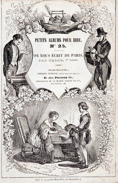 Frontispice „Malá alba pro smích číslo 25. Napsali nám z Paříže. Druhá část, 1850 (rytina) od Nadar